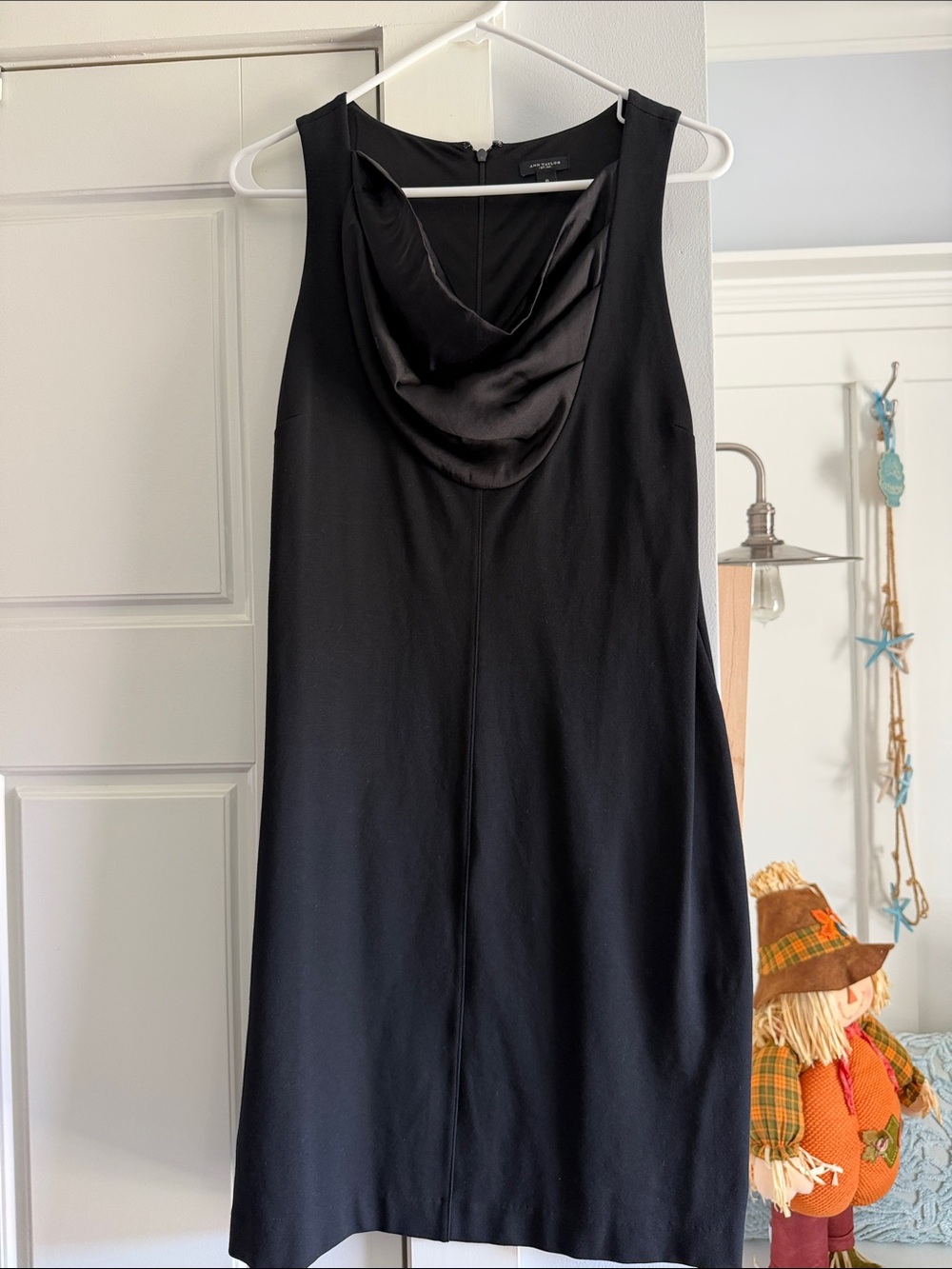 Ann Taylor Black Sleeveless Cowl-Neck Shift Dress